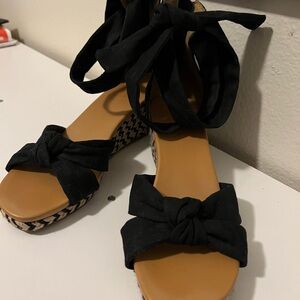 UGG sassy ankle wrap 2 inch wedge heel sandals